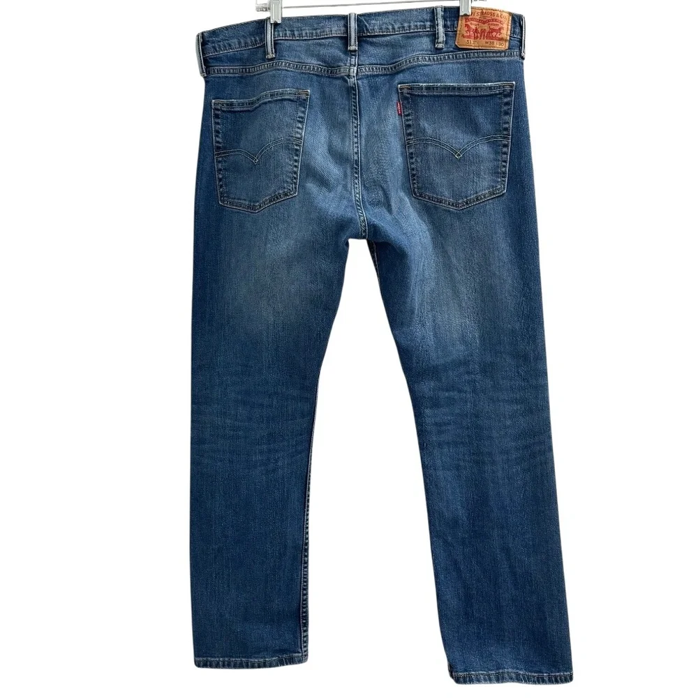 LEVI'S 513 SLIM STRAIGHT STRETCH JEANS MEDIUM BLUE WASH - EMGEE 38X30